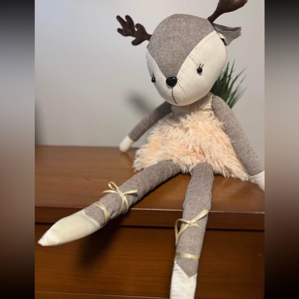 Adorable Plush Deer Ballerina Doll with Fluffy Dress